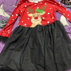 Girls size M (3years) Black and Red Reindeer TuTu Dress